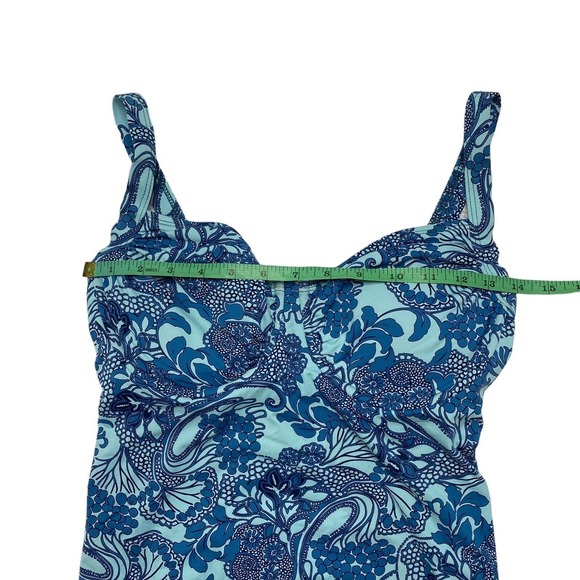 TITLE NINE Carve Design Blue Floral One-Piece Bathing Suit Size Medium Swim - Picture 8 of 12